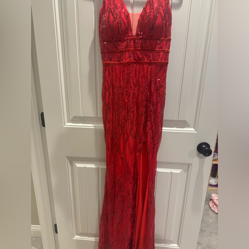 Elegant Red Sequin Gown